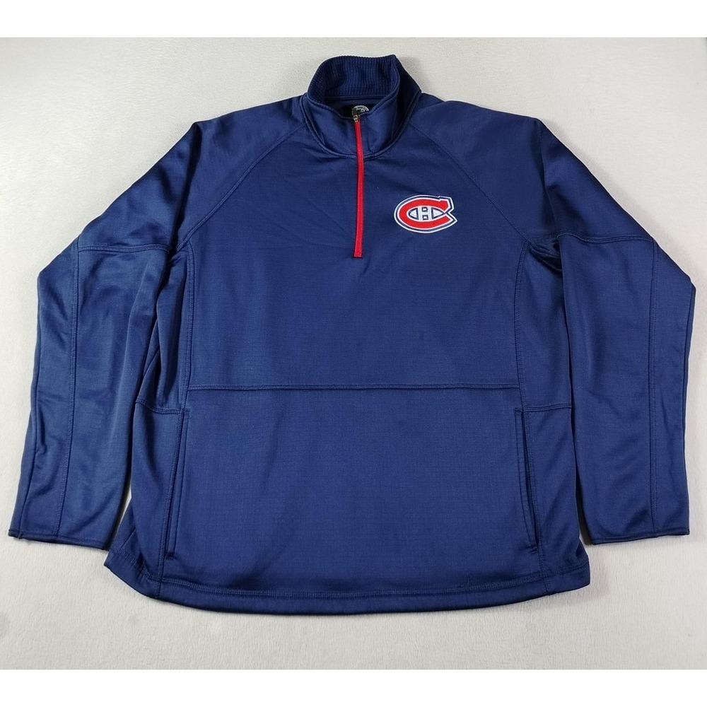 Montreal Canadiens Sweatshirt‎ Mens Large Blue NHL Hockey G-III 1/4 Zip Pullover